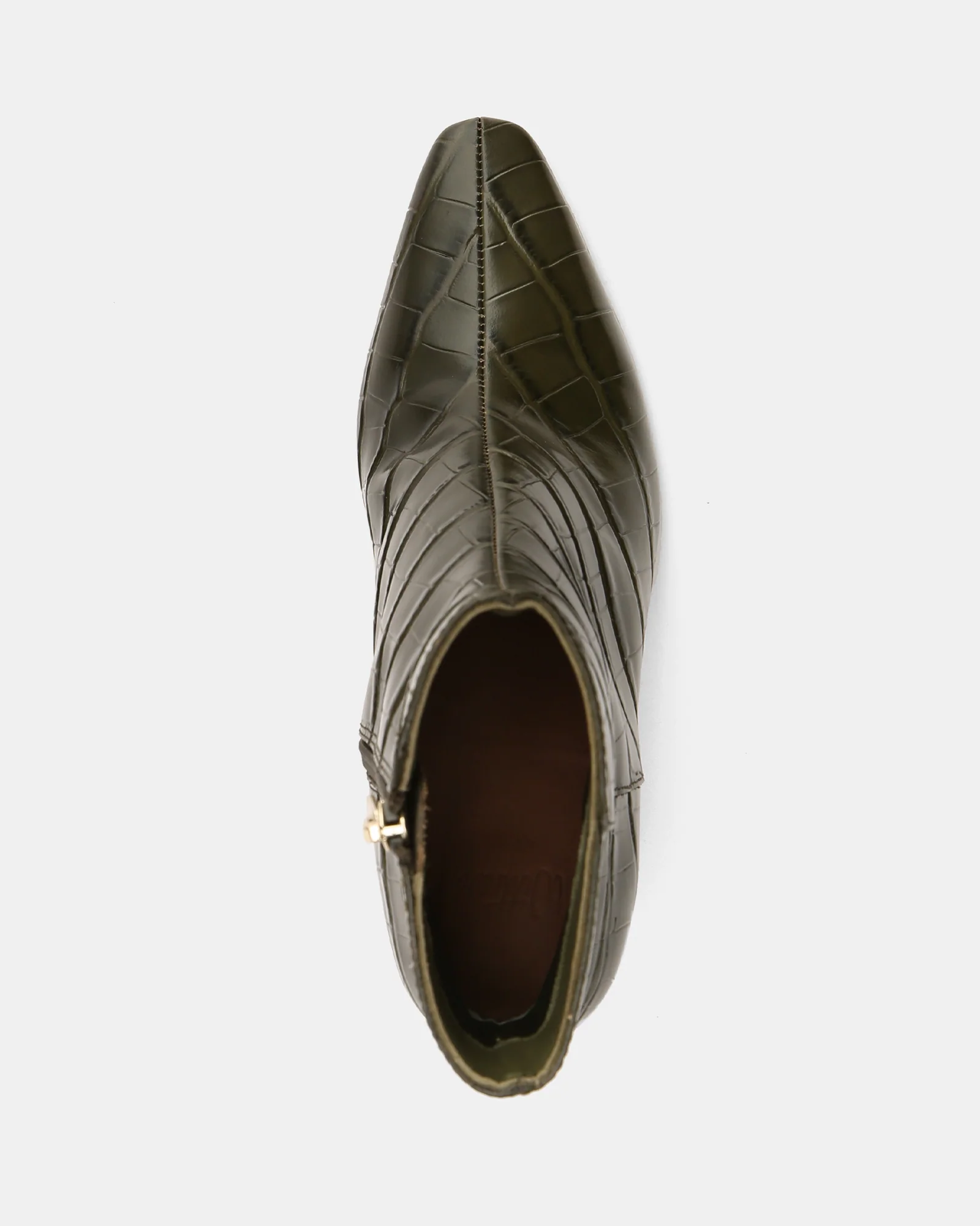 Loz Olive Green Croc Embossed Leather Ankle Boot - Image 5