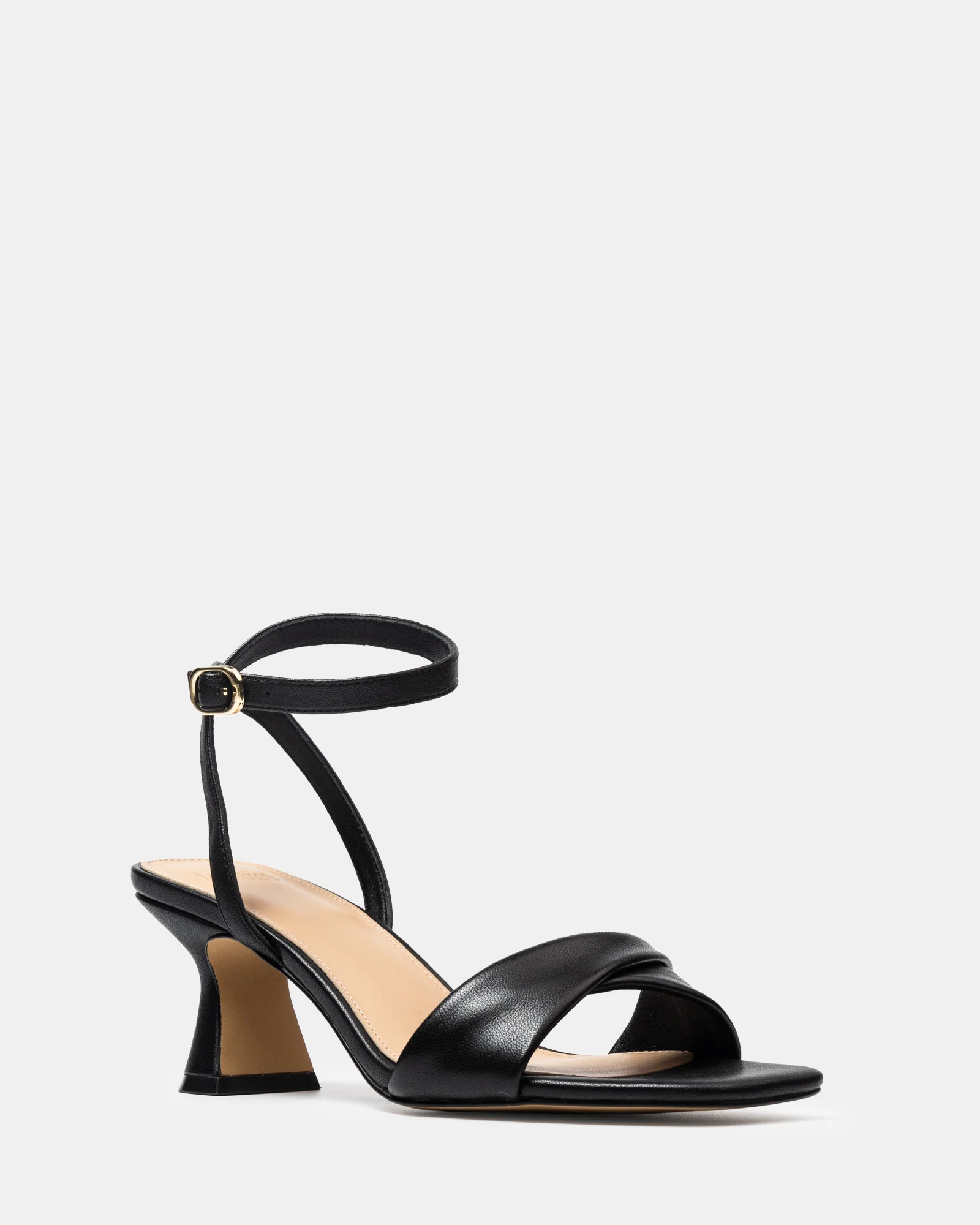 Martina Black Leather Flared Heel - Image 2