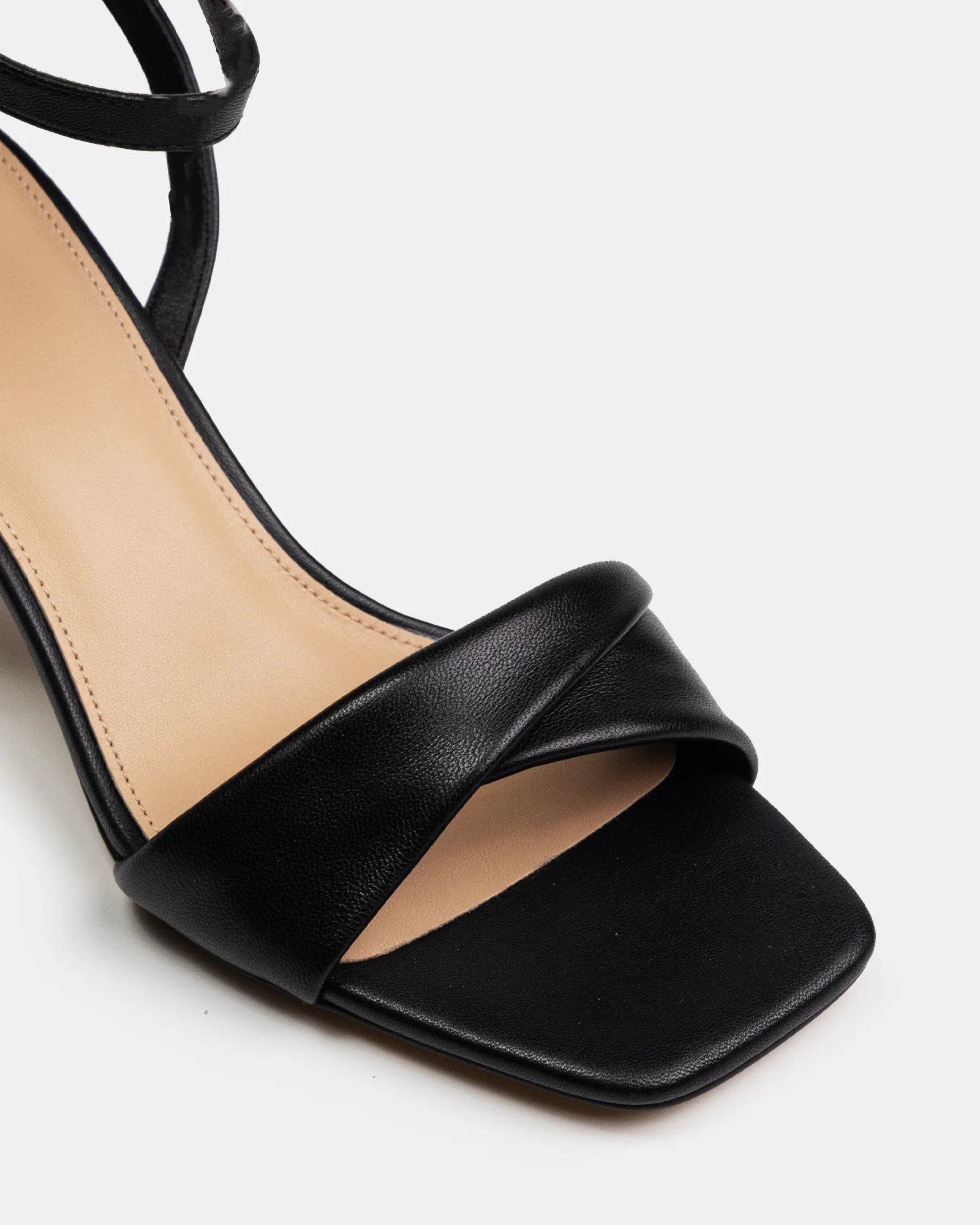 Martina Black Leather Flared Heel - Image 3