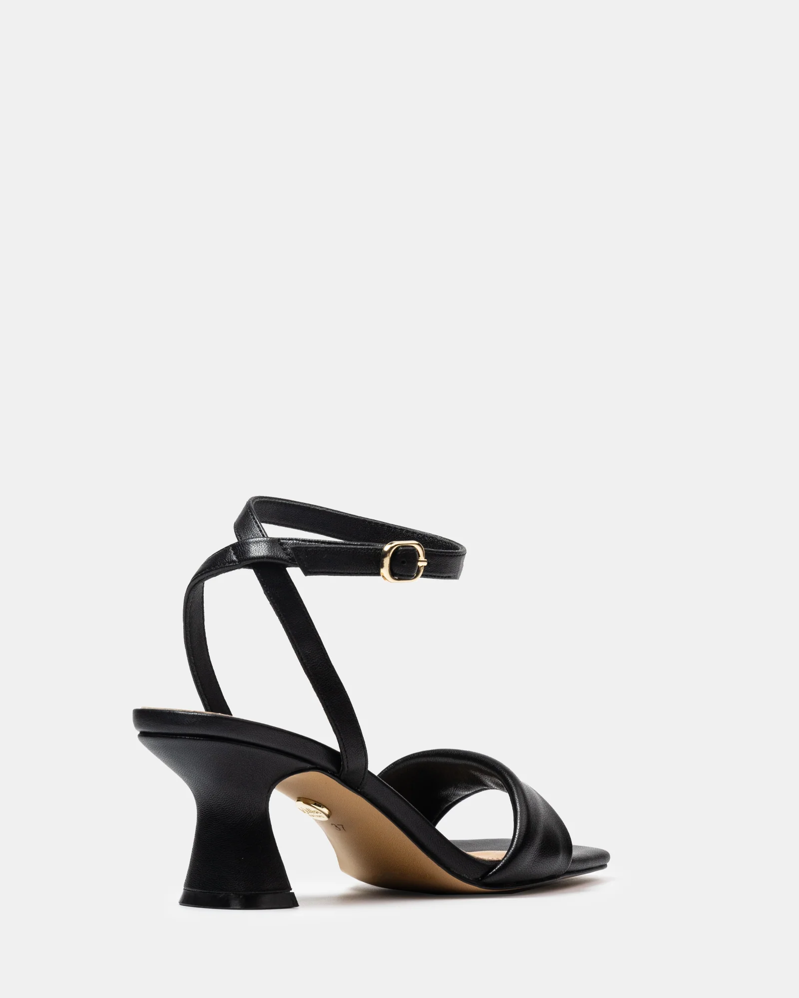 Martina Black Leather Flared Heel - Image 4