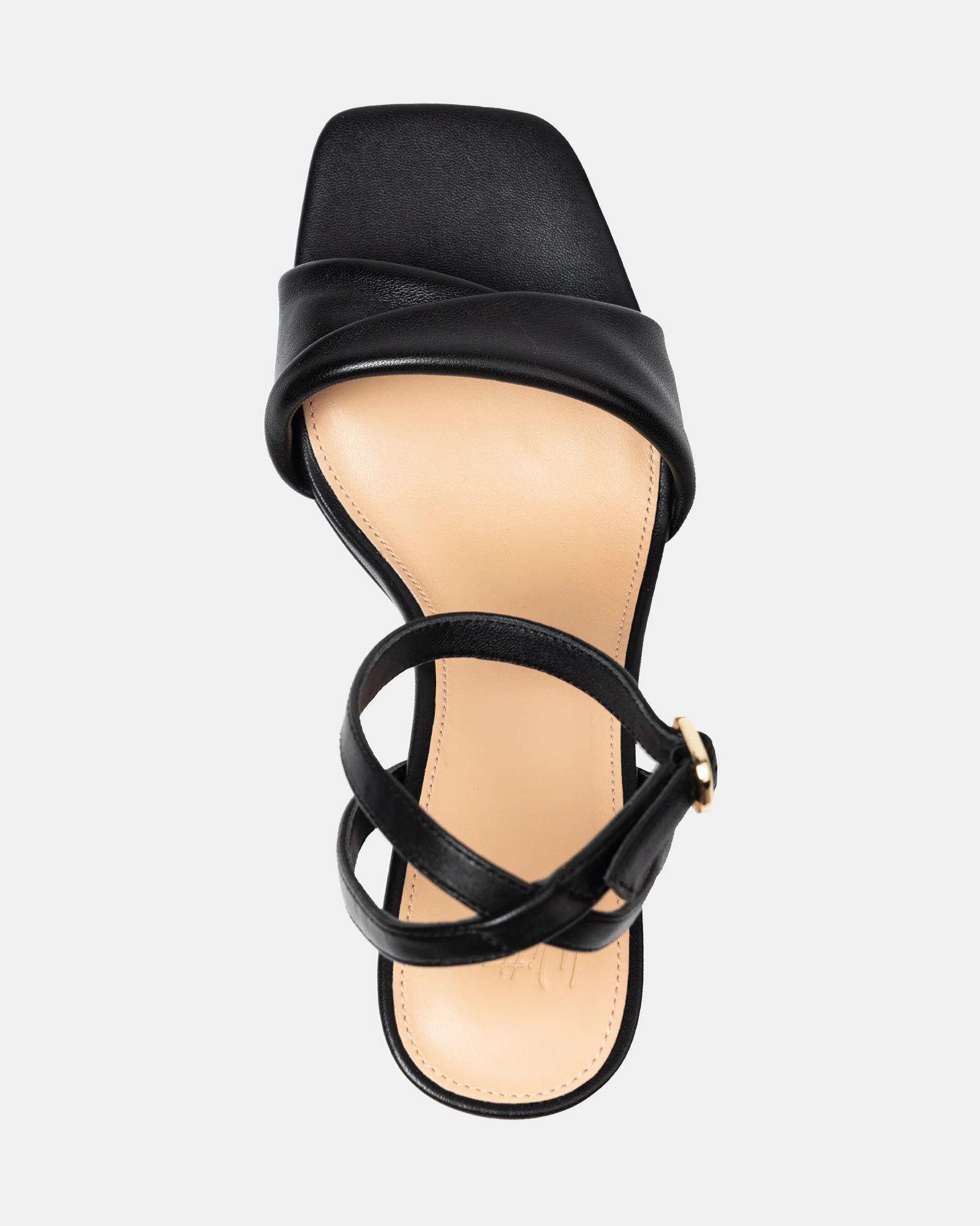 Martina Black Leather Flared Heel - Image 5