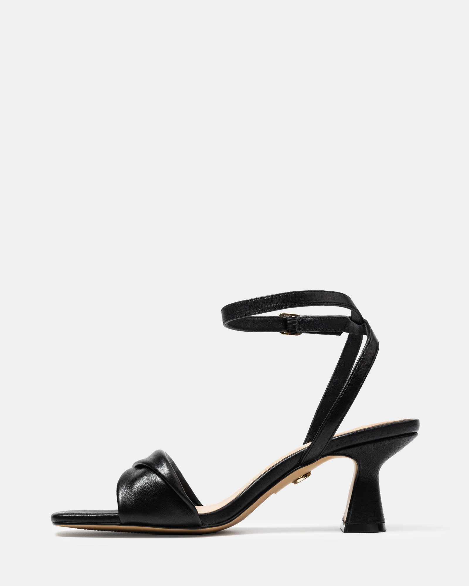 Martina Black Leather Flared Heel - Image 6