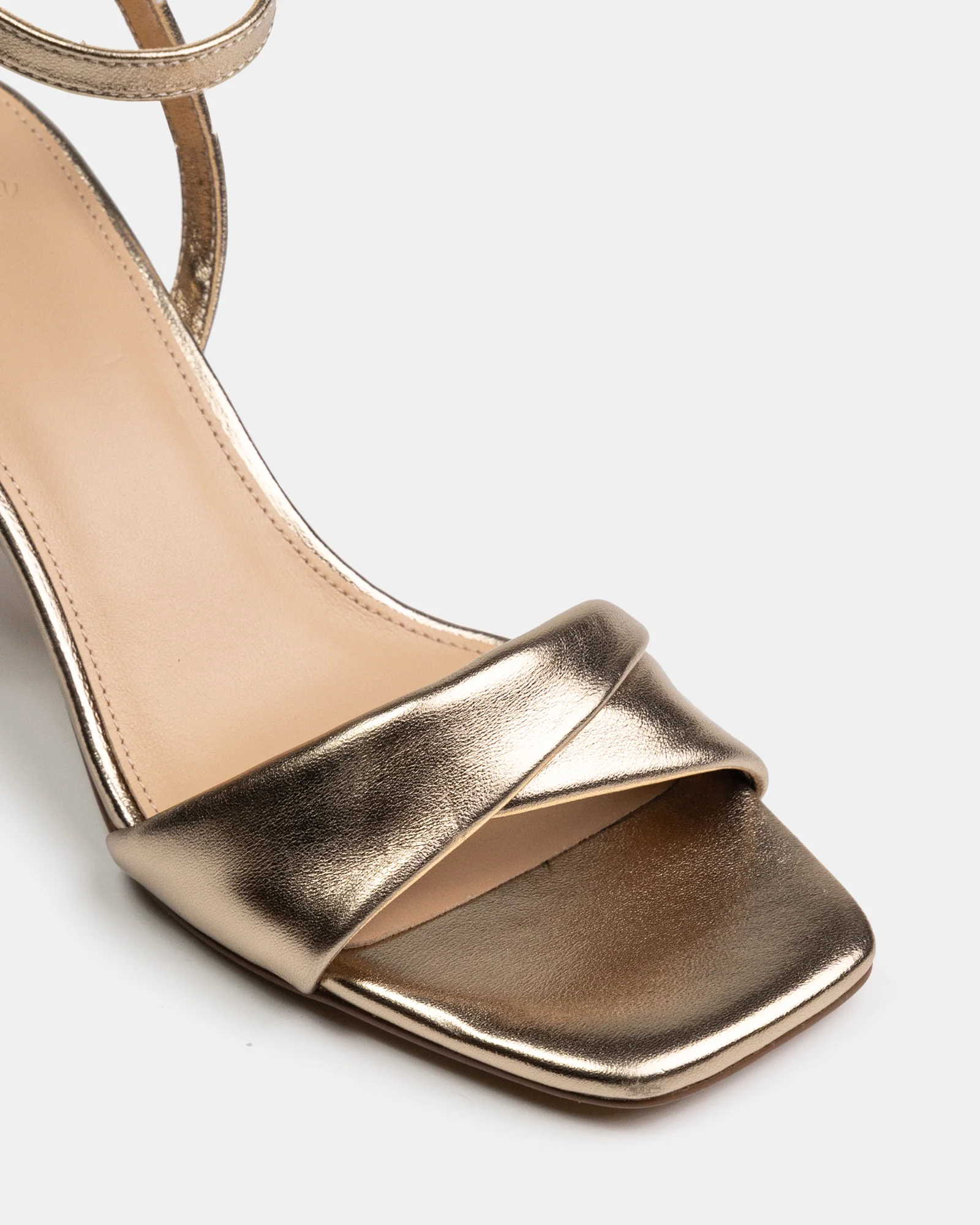 Martina Champagne Metallic Leather Flared Heel - Image 3
