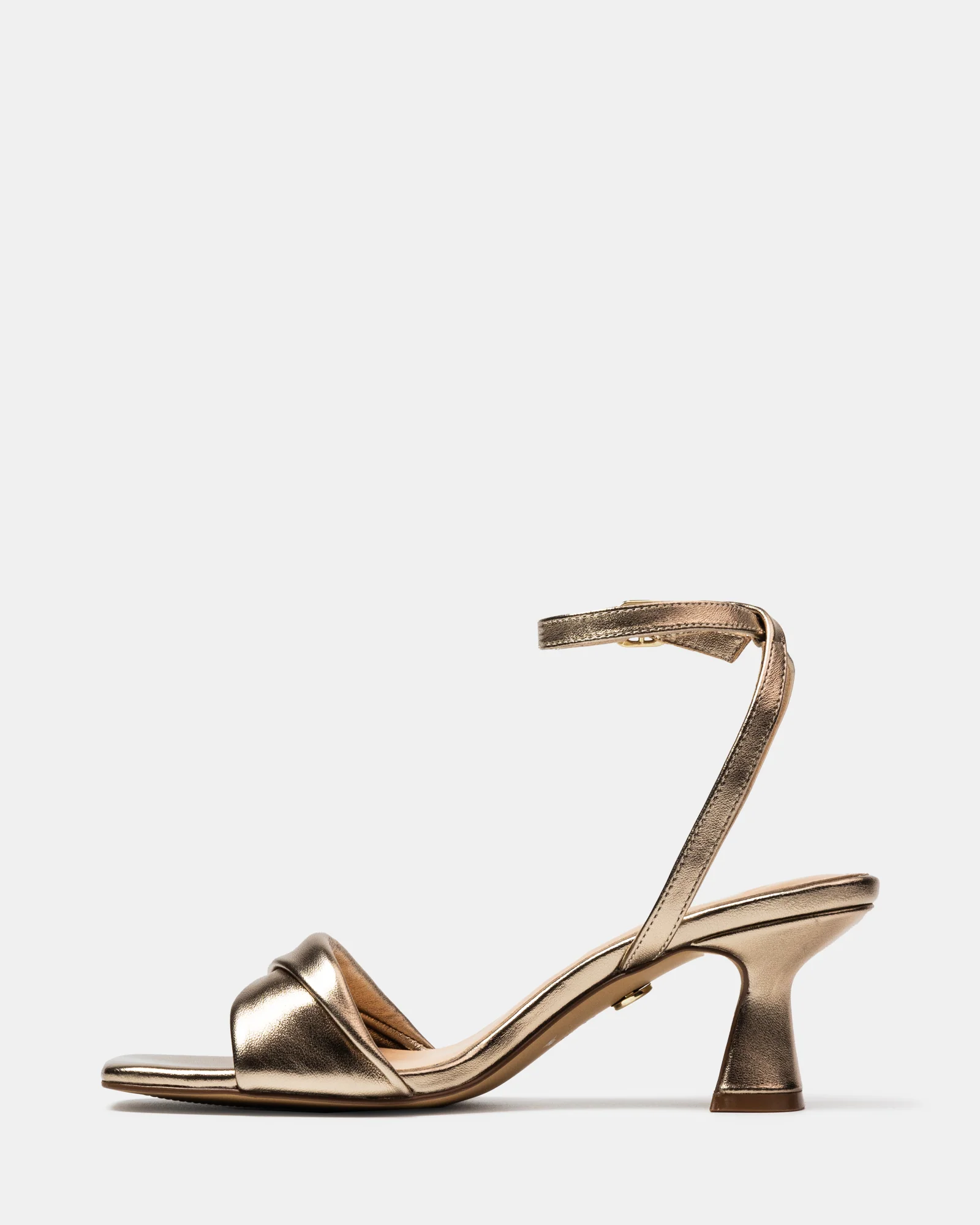 Martina Champagne Metallic Leather Flared Heel - Image 6