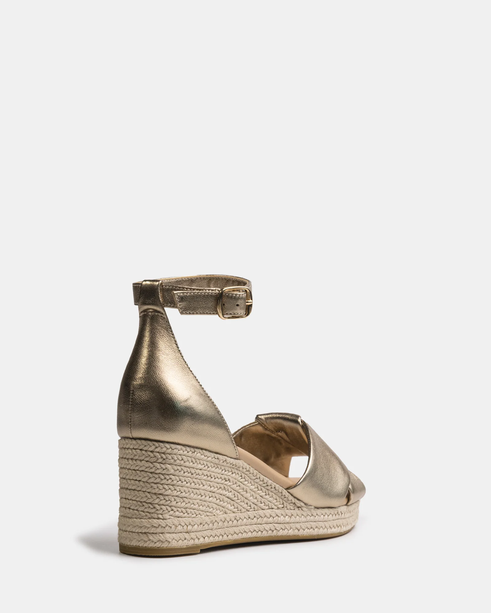Niley Champagne Metallic Leather Espadrille Wedge - Image 4