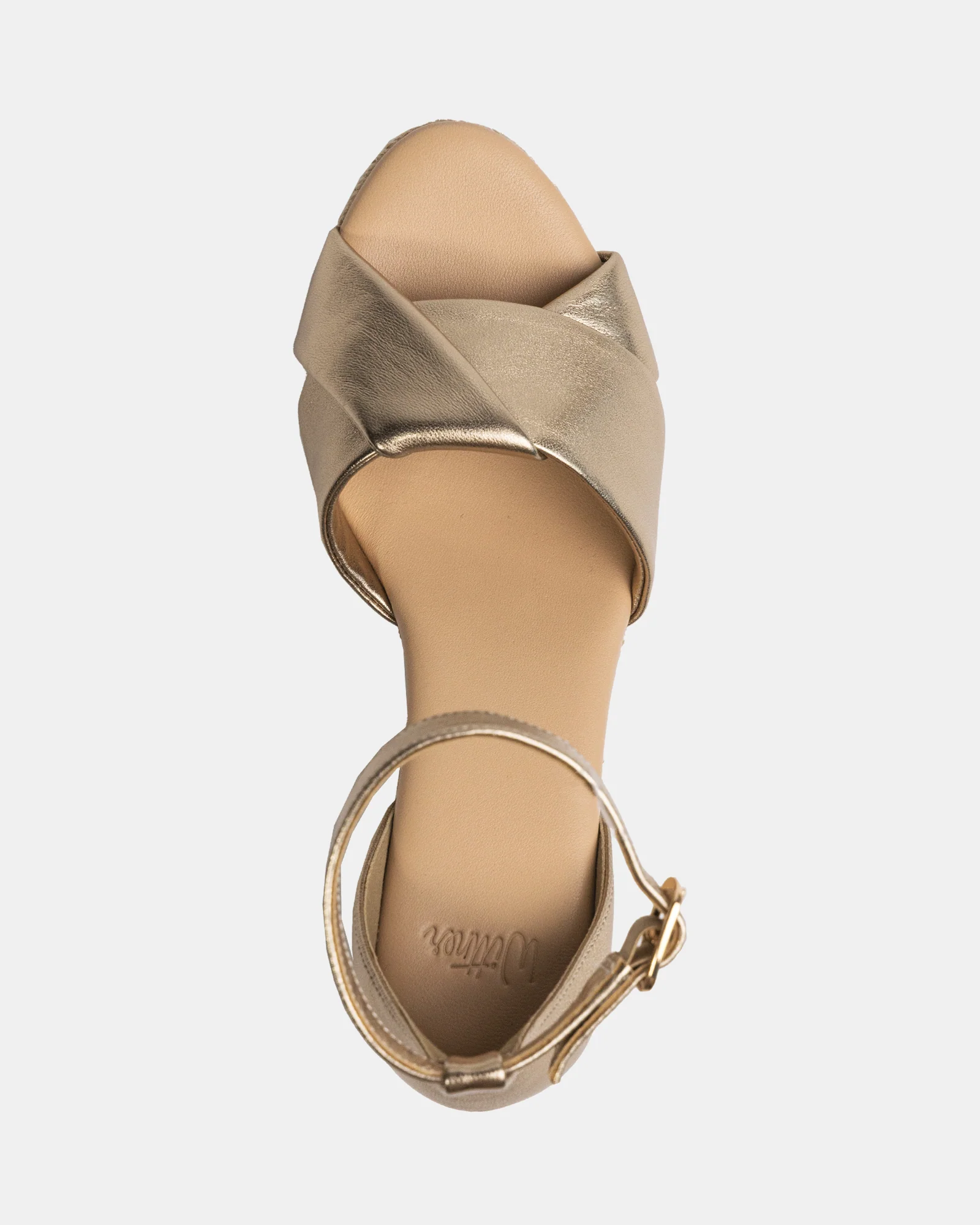 Niley Champagne Metallic Leather Espadrille Wedge - Image 5