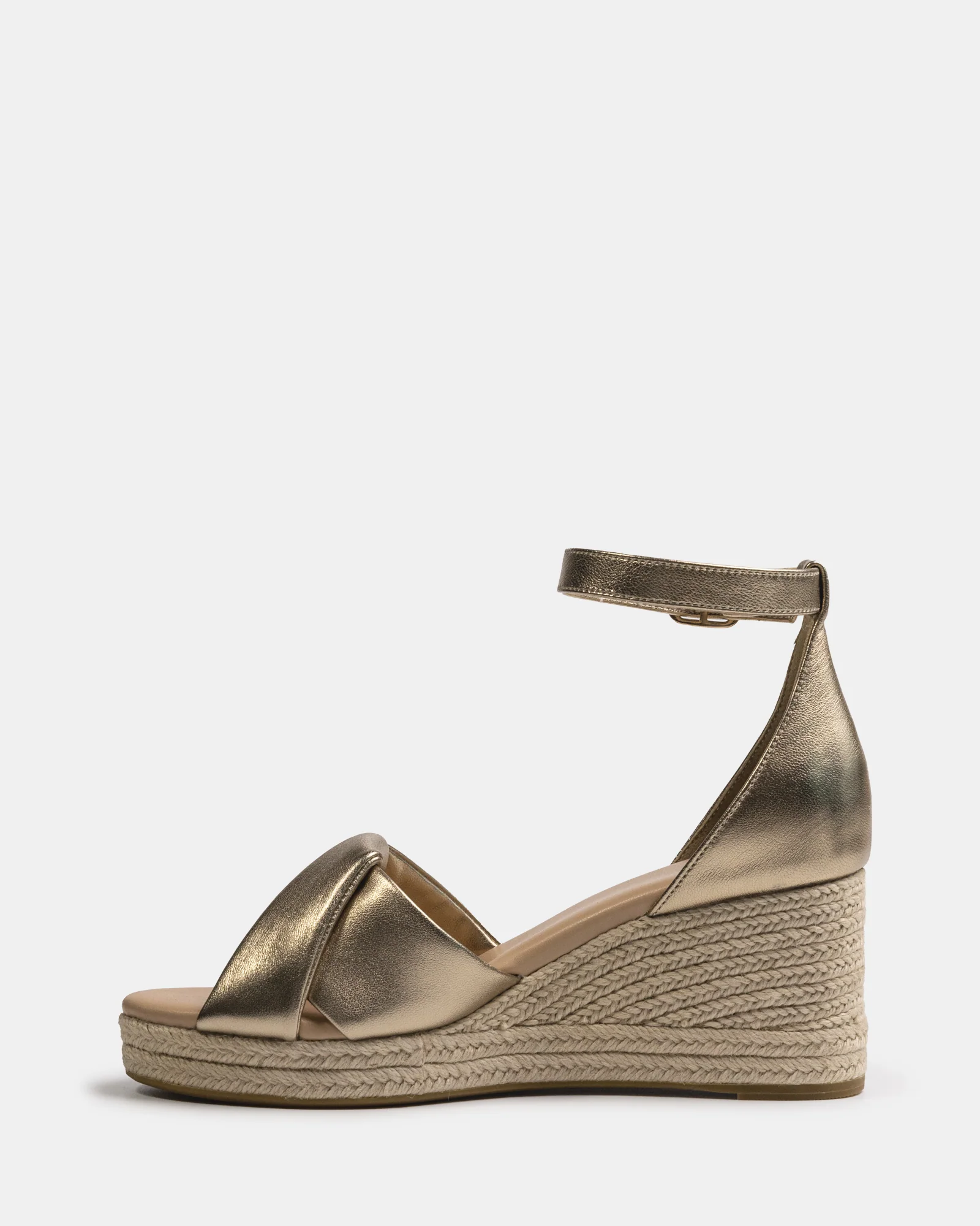 Niley Champagne Metallic Leather Espadrille Wedge - Image 6