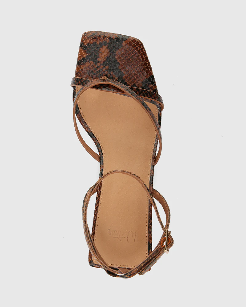 Nyla Tan Python Embossed Leather Wedge - Image 5