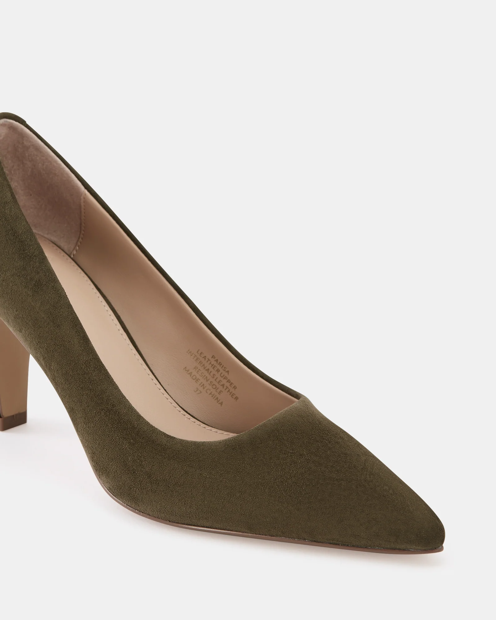 Parisa Olive Green Suede Leather Pump - Image 3