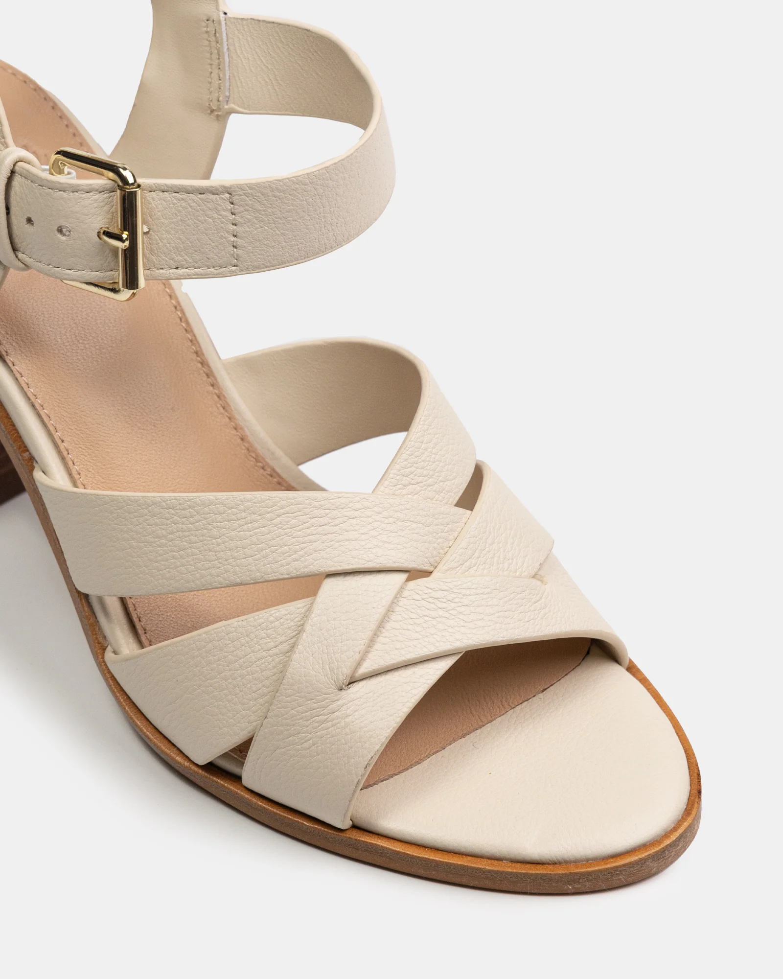 Penni Vintage Ivory Pebble Leather Block Heel - Image 3