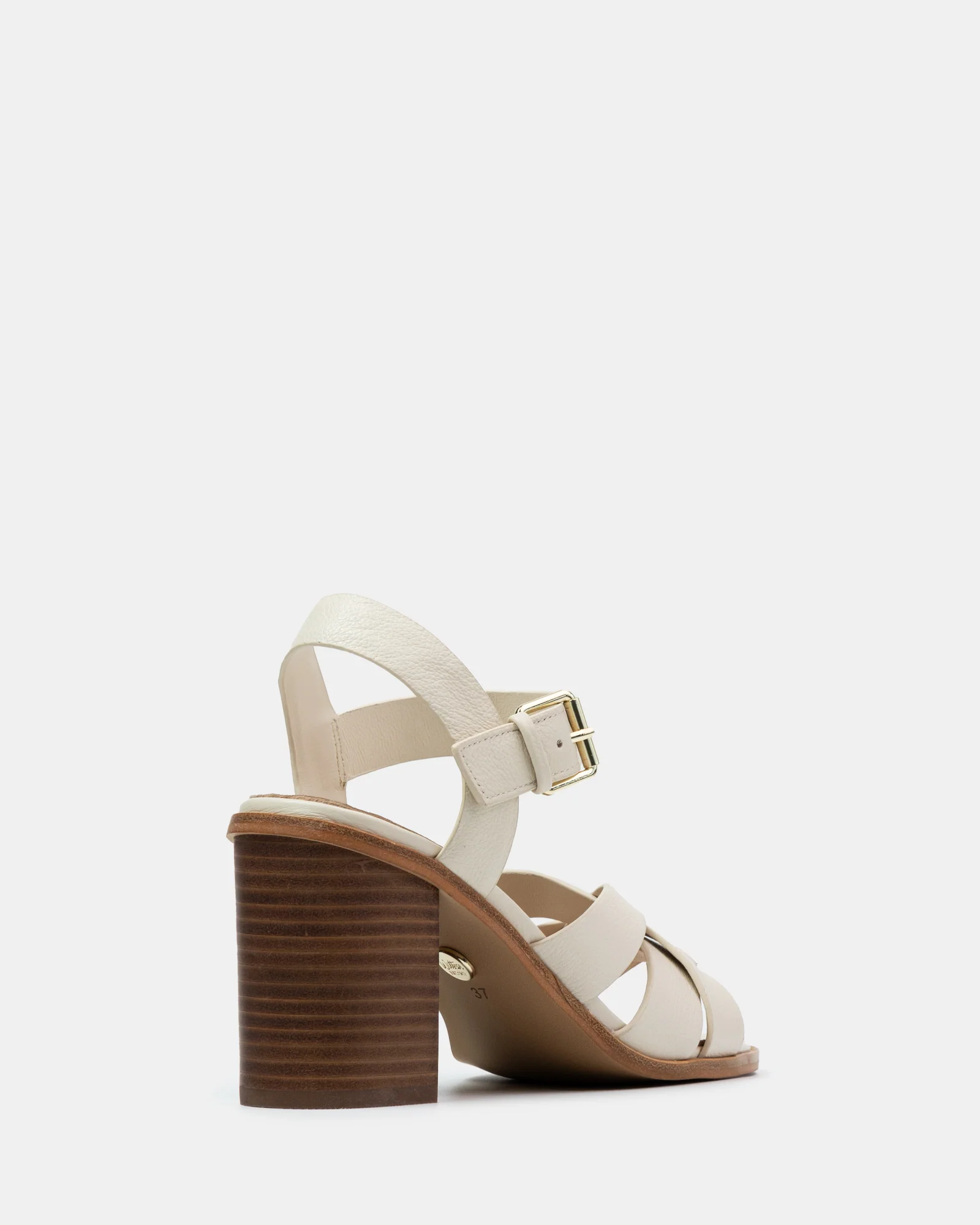 Penni Vintage Ivory Pebble Leather Block Heel - Image 4