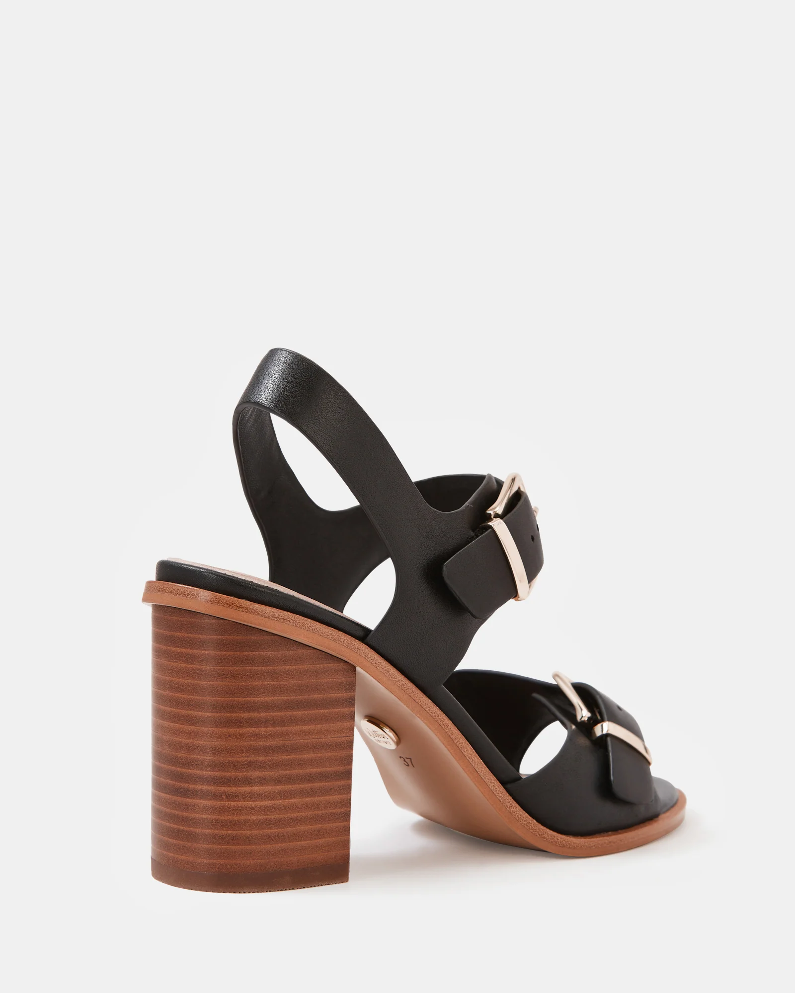 Pipa Black Leather Block Heel - Image 4