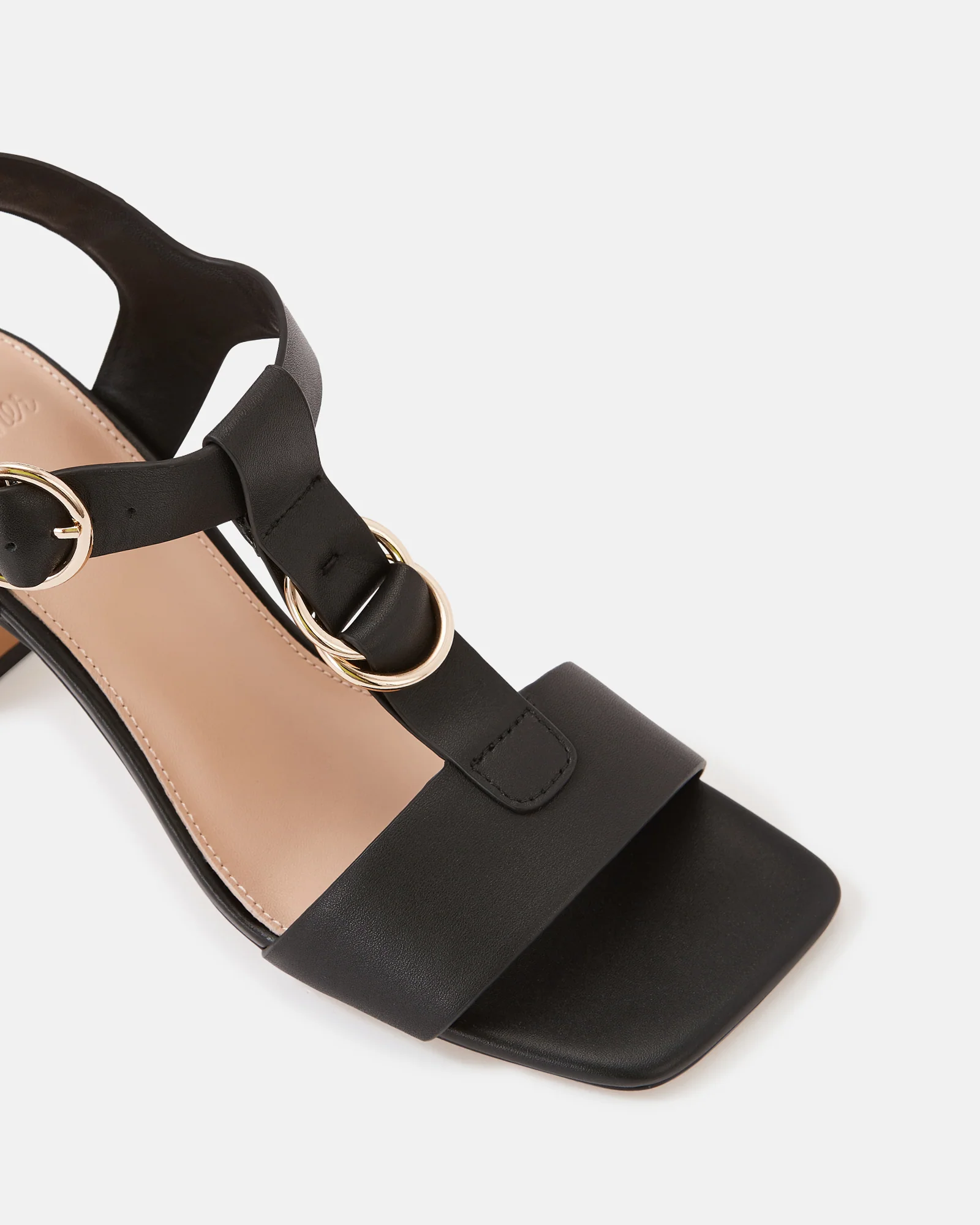 Posy Black Leather Slim Heel - Image 3
