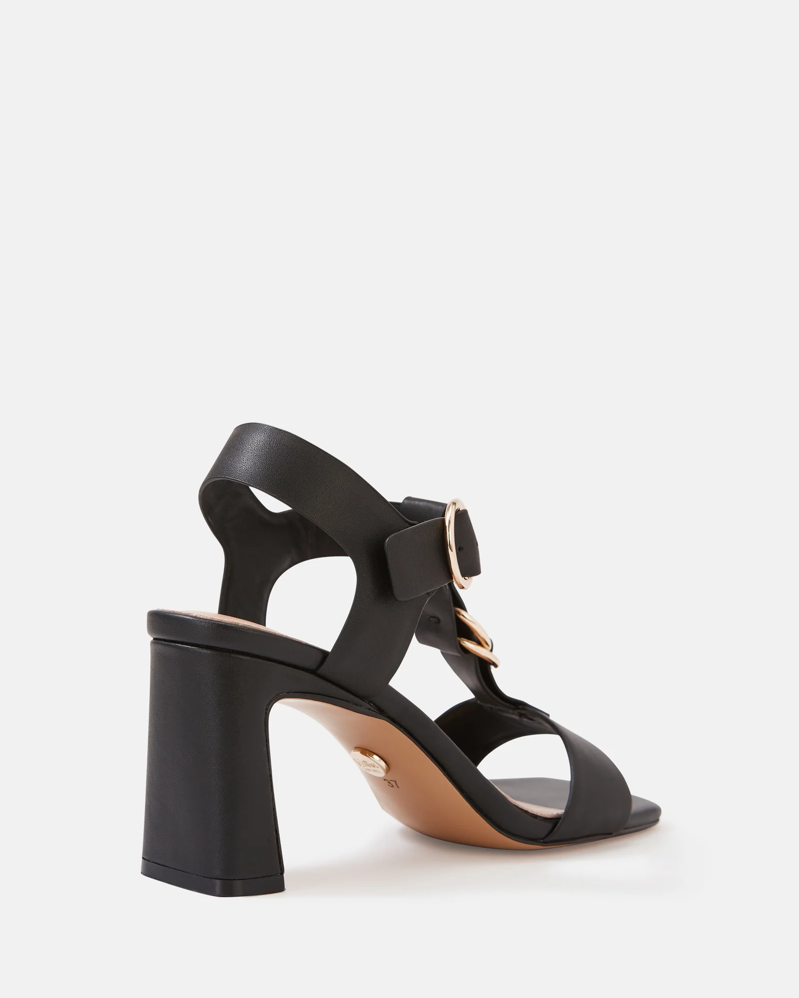 Posy Black Leather Slim Heel - Image 4