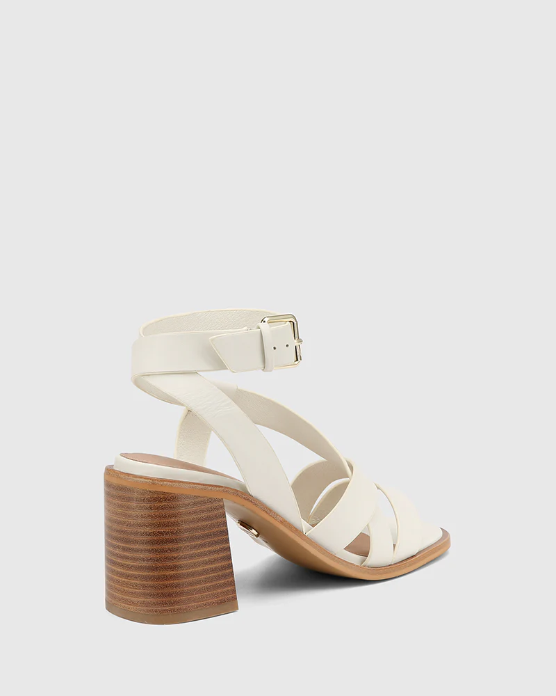 Prague Off White Leather Strappy Heel - Image 4