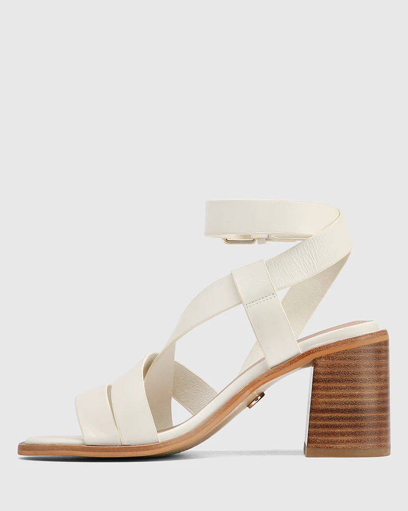 Prague Off White Leather Strappy Heel - Image 6