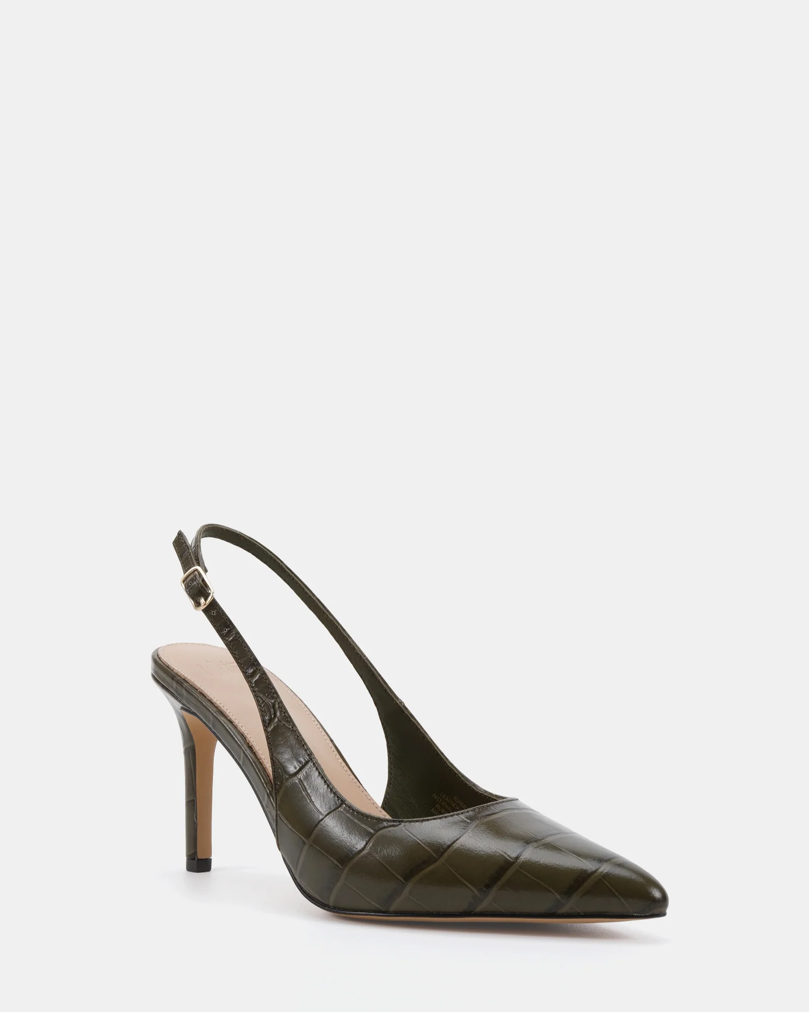 Riker Olive Green Croc Leather Slingback - Image 2
