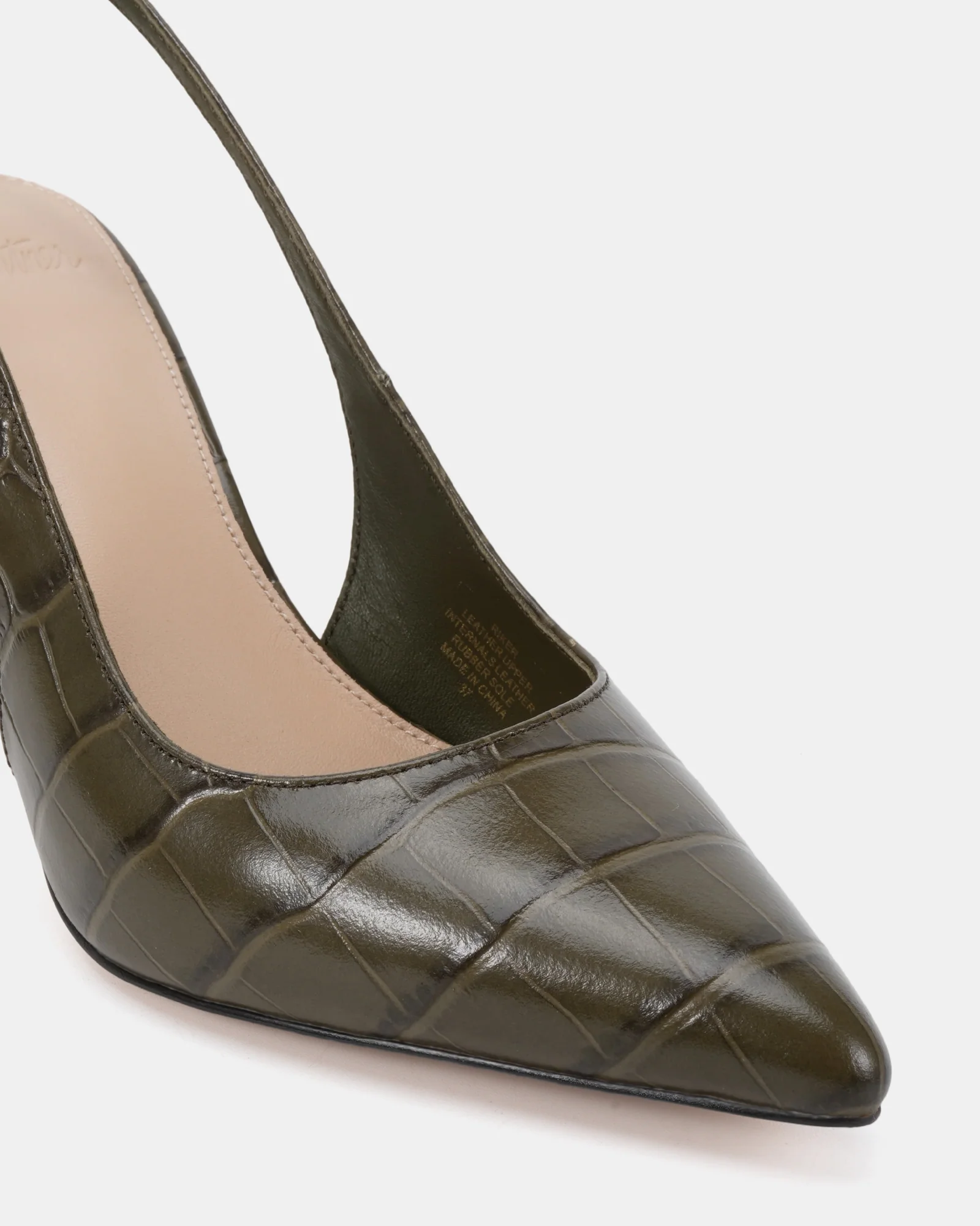 Riker Olive Green Croc Leather Slingback - Image 3