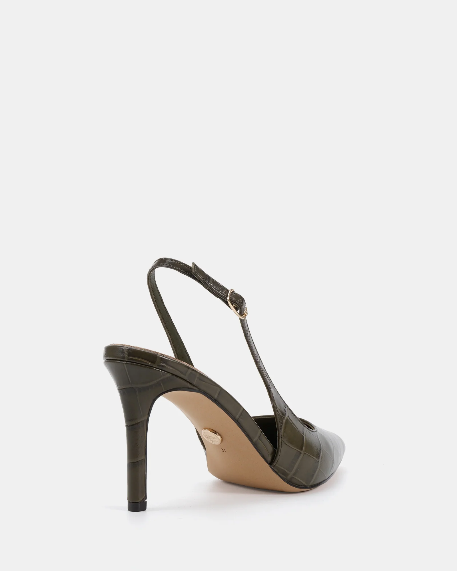 Riker Olive Green Croc Leather Slingback - Image 4