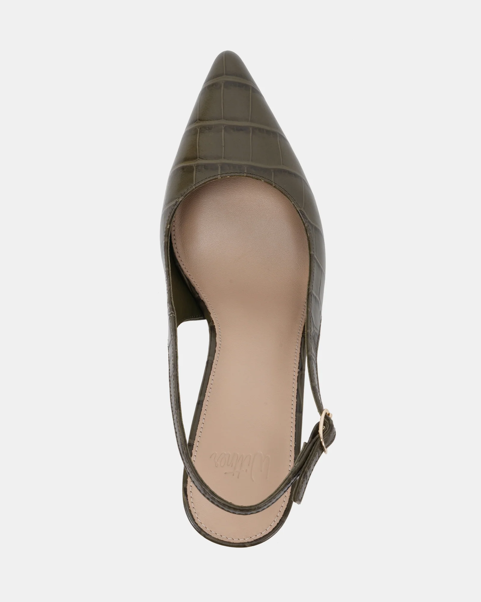 Riker Olive Green Croc Leather Slingback - Image 5