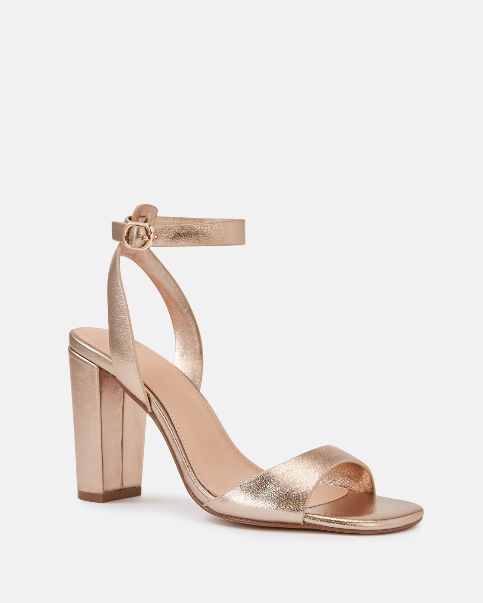 Ryan Champagne Metallic Leather Block Heel - Image 2