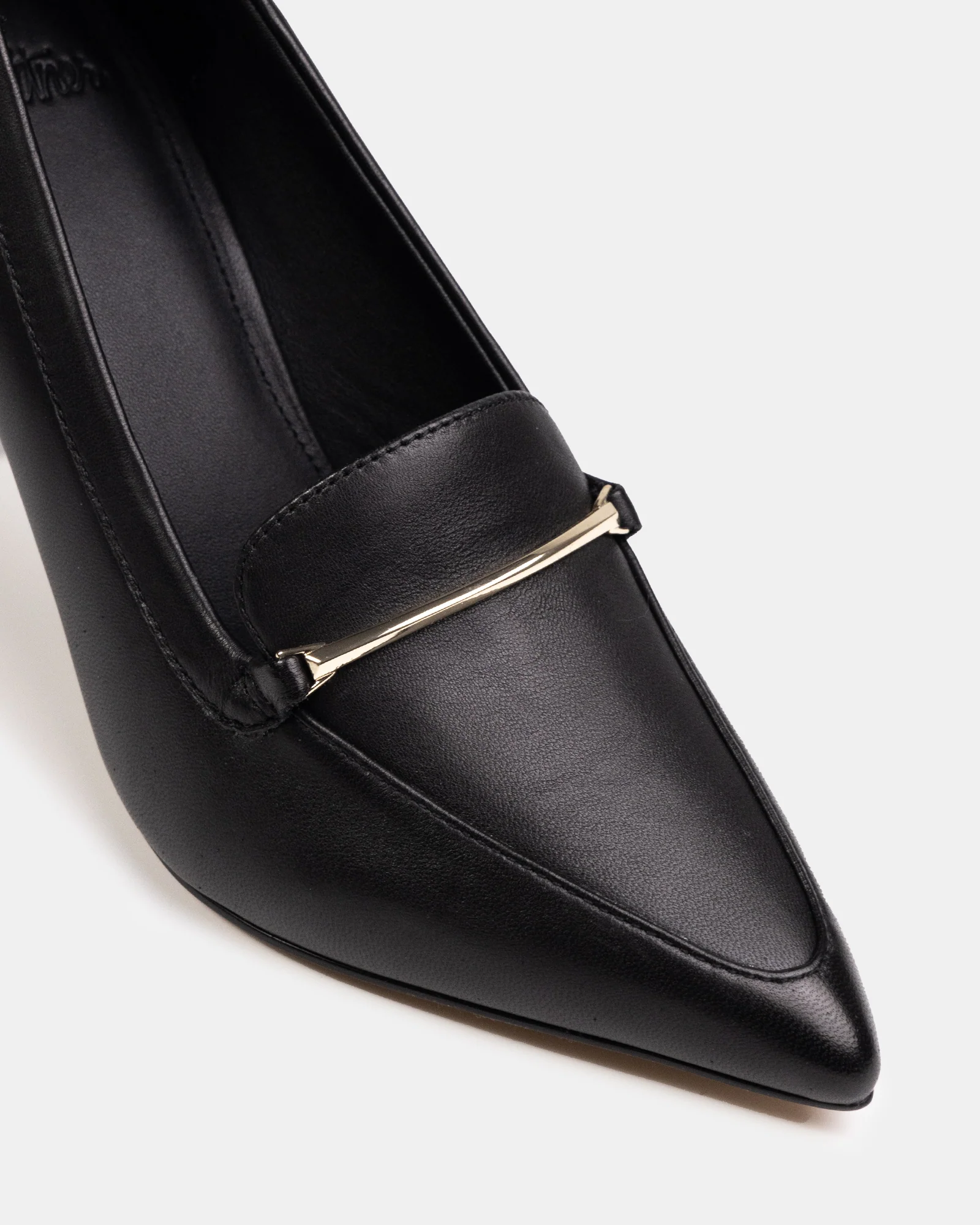 Rylan Black Leather Heeled Loafer - Image 3