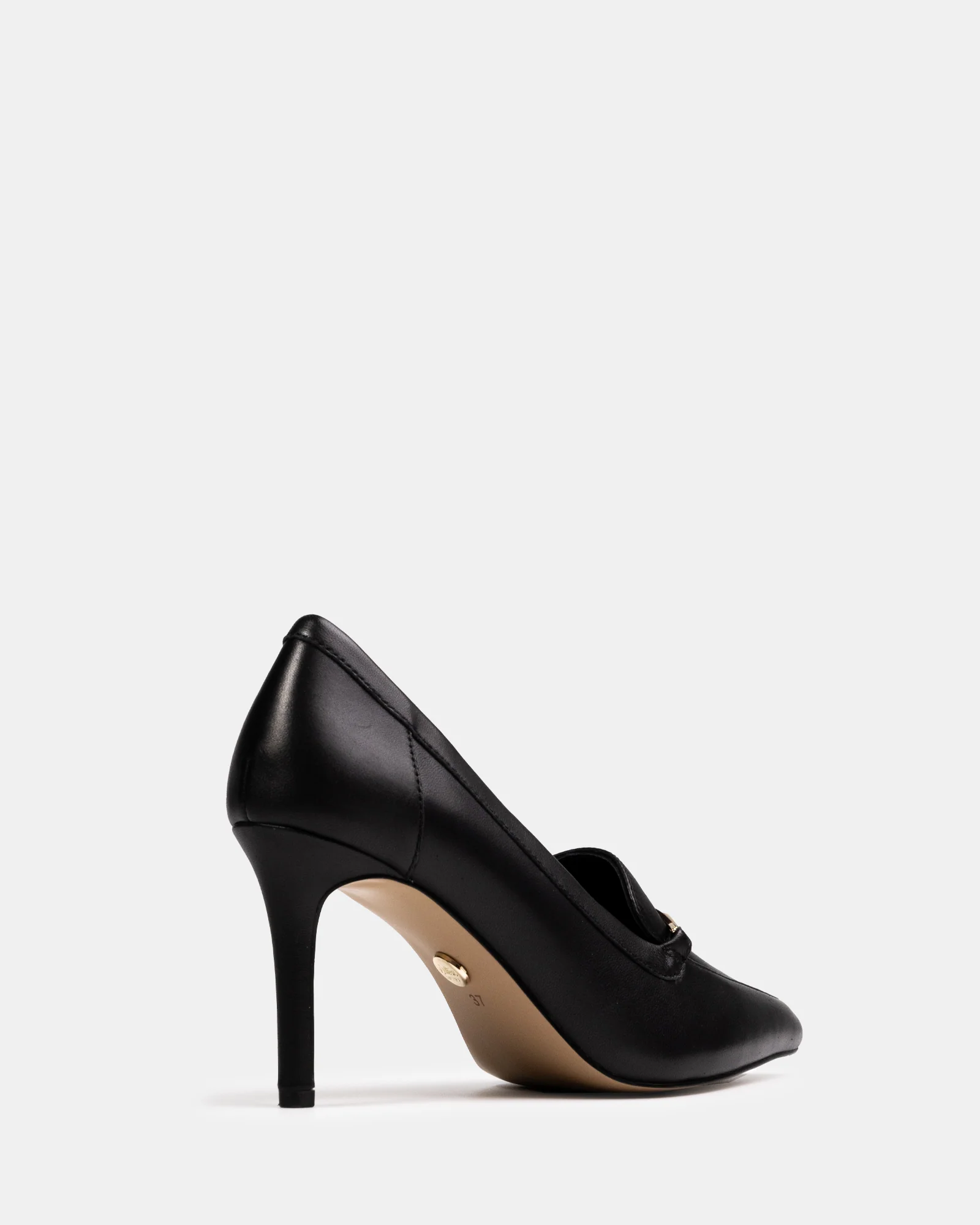 Rylan Black Leather Heeled Loafer - Image 4