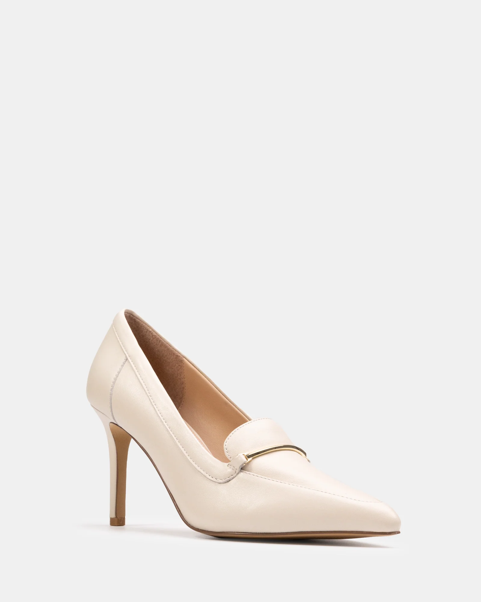 Rylan Vintage Ivory Leather Heeled Loafer - Image 2