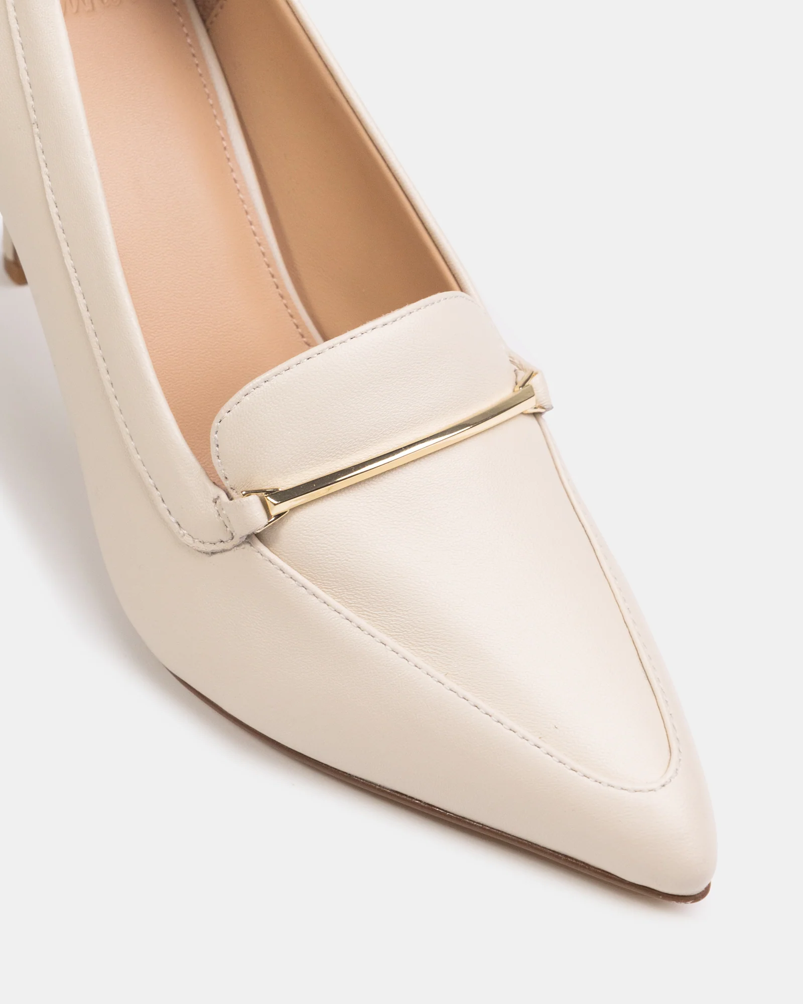 Rylan Vintage Ivory Leather Heeled Loafer - Image 3