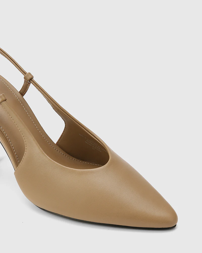 Sella Taupe Leather Slingback - Image 3
