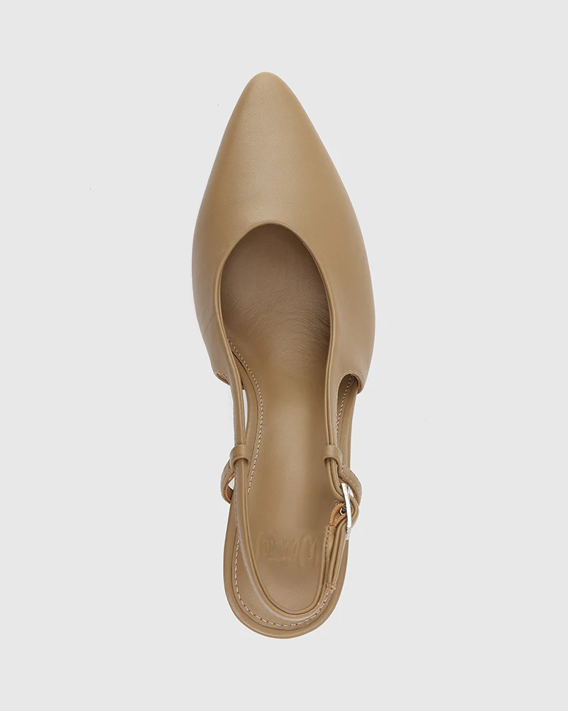 Sella Taupe Leather Slingback - Image 5