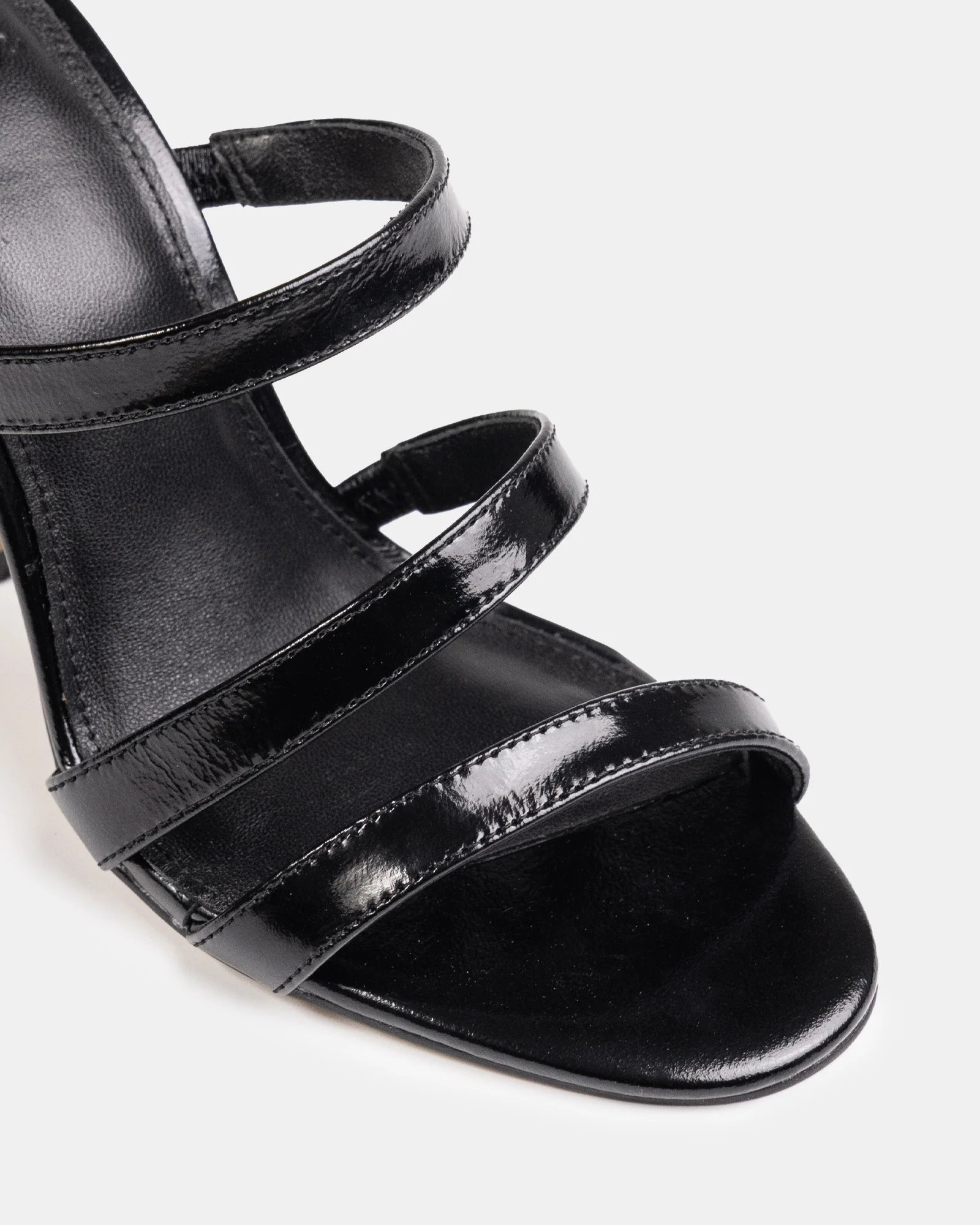 Terra Black Creased Leather Strappy Heel - Image 3
