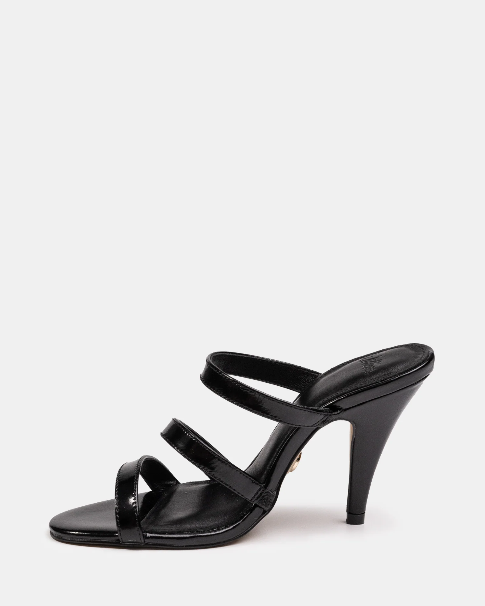 Terra Black Creased Leather Strappy Heel - Image 6