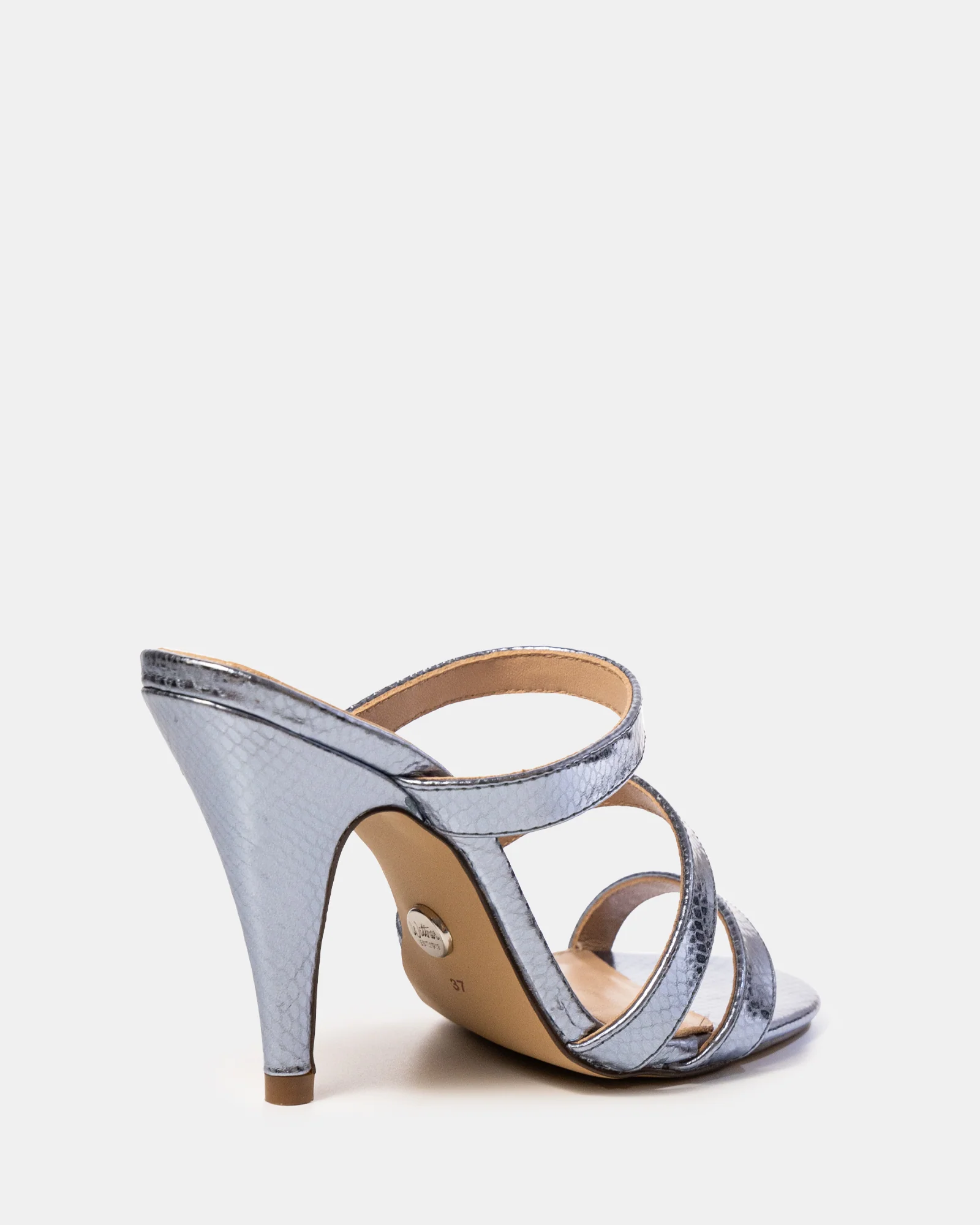 Terra Ice Blue Metallic Reptile Emboss Leather Heel - Image 4