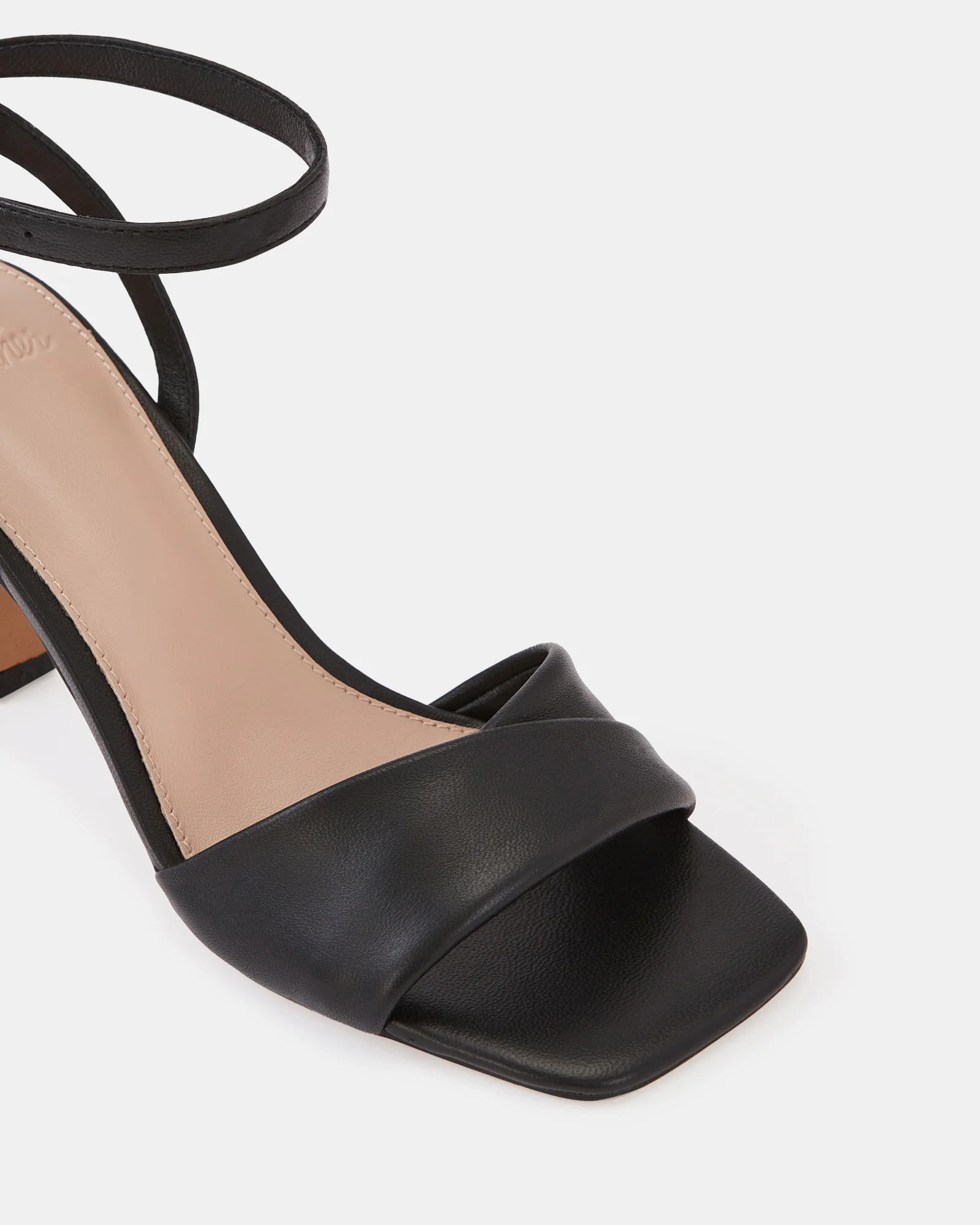 Yolanda Black Leather Flared Heel - Image 3